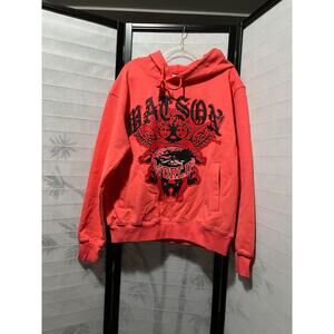 Watson Luxe Larger Than Life Hoodie Red Graphic Angels Size L NWT Streetwear